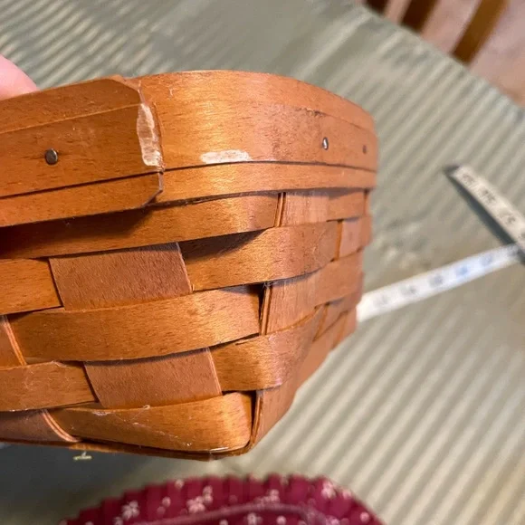 Longaberger Woven Basket with Burgundy Fabric Liner - Picture 9 of 12